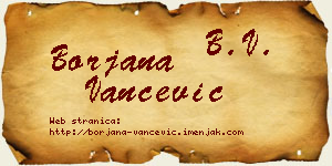Borjana Vančević vizit kartica